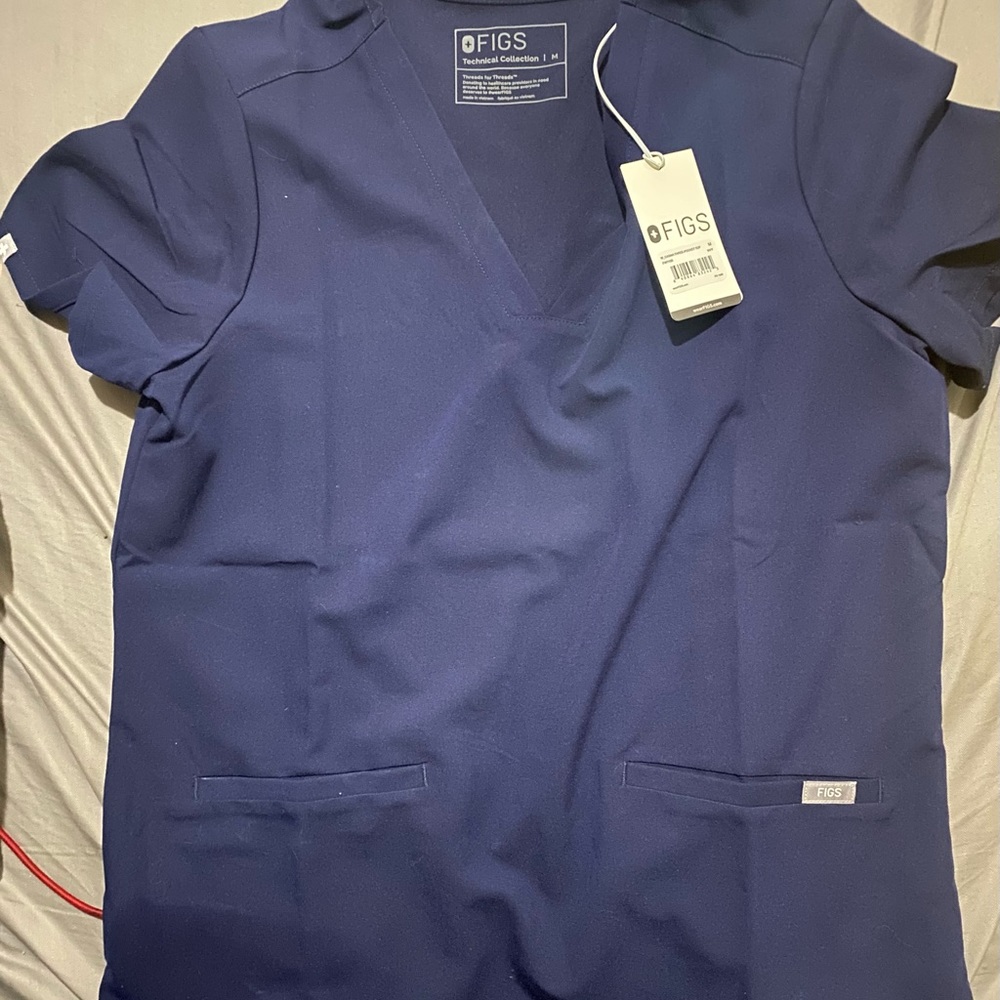Ladies Figs Navy Blue Scrub Top